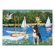 Sailboats - Boston Terrier #@ Greeting Cards