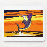 sailfish jumping sea with sunset mouse pads