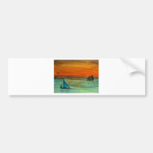 Sailing at sunset bumper sticker
