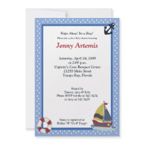 Sailing Away Ocean Blue 5x7 Baby Shower Invitation