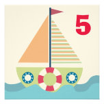 Sailing Boat Boys Number Birthday Party Invite