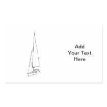 Sailing boat. Sketch in Black and White. Stickers