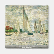 Sailing Regatta In Argenteuil By Claude Monet Fridge Magnets