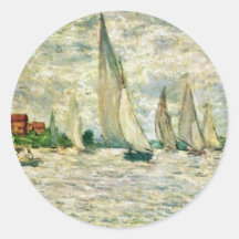 Sailing Regatta In Argenteuil By Claude Monet Round Stickers