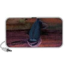 Sailing Sailboat Art Night Sailing a Quick Breeze Notebook Speakers