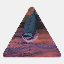 Sailing Sailboat Art Night Sailing a Quick Breeze Triangle Sticker