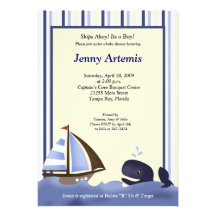 Sailing Sailboat Boat l Baby Shower 5x7 Announcements