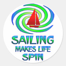 Sailing Spins Round Sticker