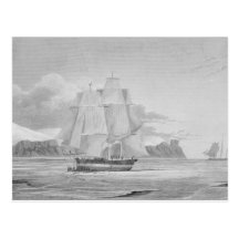 Sailing through young ice, September 1824, from 'J Postcards