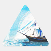 sailing to turqouise horizons triangle stickers