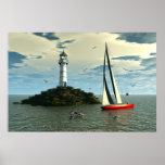 Sailing with dolphins poster