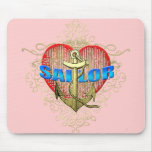 Sailor Love For lovers of sailors Anchor Heart mousepads