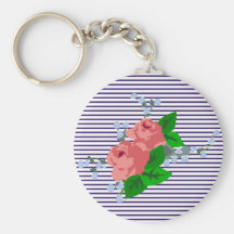 sailor stripes and roses keychain