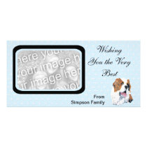 Saint Bernard - Blue w/ White Diamond Design Customized Photo Card