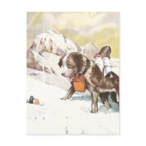 Saint Bernard Dog to the Rescue Post Card