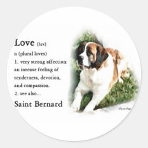 Saint Bernard Lovers Round Sticker