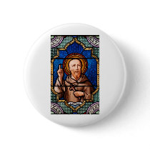 Saint Bernard of Clairvaux Stained Glass Art Button