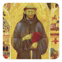 Saint Francis of Assissi Medieval Iconography Square Sticker