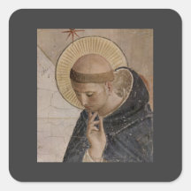 Saint Francis with Head Bowed Square Stickers