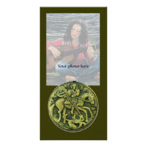 SAINT GEORGE AND DRAGON MEDALLION, green Personalized Photo Card