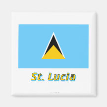 Saint Lucia Flag with Name Fridge Magnets