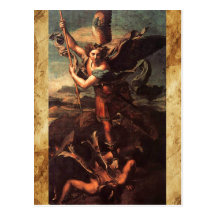 Saint Michael Vanguishing Satan Prayer Post Card