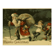 Saint Nick and children Vintage Christmas Postcard