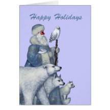 Saint Nick avec la carte de Noël animale d'amis