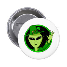 Saint Patrick's Day Alien Pinback Buttons