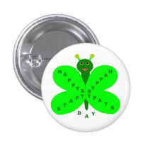 Saint Patricks Day Butterfly Button