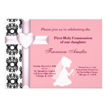Sainte communion de damassé invitations personnalisées