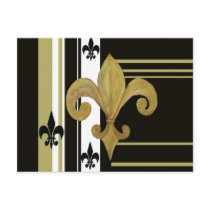 Saints Black and Gold Fleur de lis Postcard
