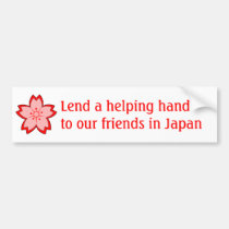 Sakura flower helping hand to Japan relief charity bumper stickers