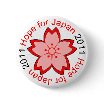 Sakura flower hope for Japan 2011 relief charity Buttons