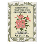 Sakura Flowers Vintage Japanese Silk Label Card