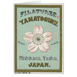 Sakura Flowers Vintage Japanese Silk Label Greeting Card