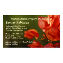 Sales or Administrative Poppy Coloured Flowers on  Business Card Template