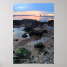 Salisbury Beach Rocks and Tide Pool Sunset Poster