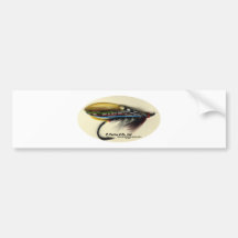 Salmon Fly- Black Doctor feather wing Bumper Stickers