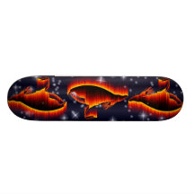 Salmon Fly Flame design Custom Skateboard