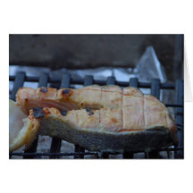 Salmon On Grill Greeting Cards