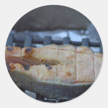 Salmon On Grill Stickers