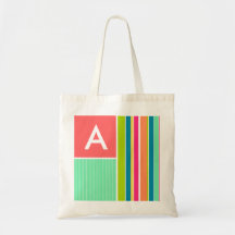Salmon Pink & Seafoam Green Striped; Stripes Bags