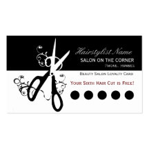 Salon Black and White  Scissors Business Card Templates