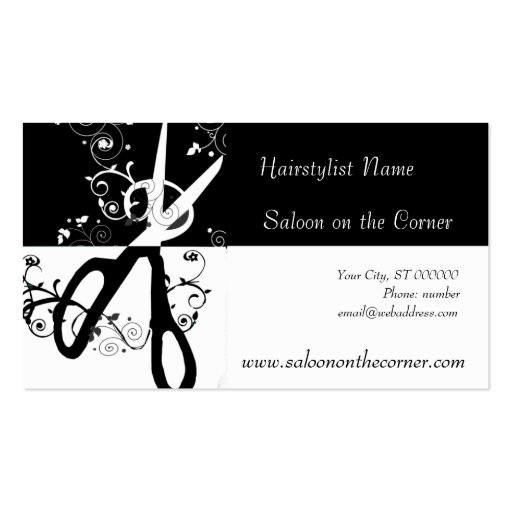 Salon Black and White  Scissors Business Card Templates