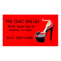 SALON BUSINESS CARD HOTSTUFF FASHION SHOES RED