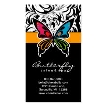 Salon Business Cards Spa Butterfly Colourful Gold