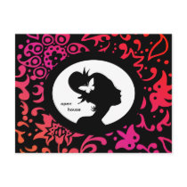 Salon Card Butterfly Woman Colourful Silhouette