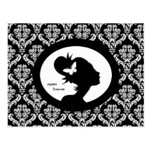 Salon Card Butterfly Woman Silhouette Post Cards