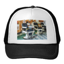 Salon de coiffure faisant le coin casquettes de camionneur